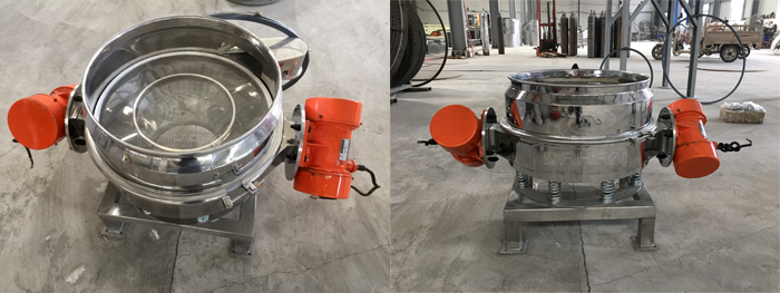 面粉振動(dòng)篩粉機(jī)細(xì)節(jié)：篩網(wǎng)展示，振動(dòng)電機(jī)展示。