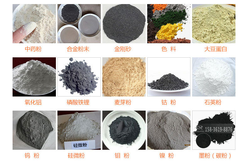 氣體保護(hù)超聲波振動(dòng)篩的行業(yè)應(yīng)用：中藥粉，合金粉末，金剛砂，色料，大豆蛋白，氧化鋁，磷酸鐵鋰，麥芽粉，鈷粉，石英粉，鎢粉，硅微粉，鉬粉，墨粉。