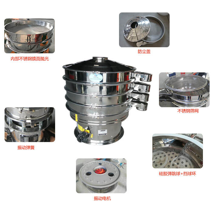 食品振動篩部件：防塵蓋，不銹鋼篩網(wǎng)，鏡面拋光展示