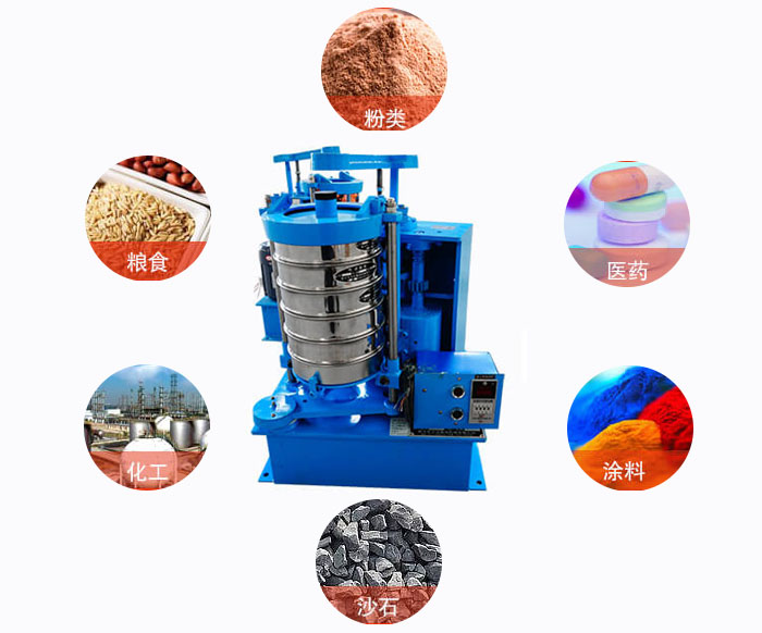 拍擊式標(biāo)準(zhǔn)振篩機(jī)適用范圍：粉狀，醫(yī)藥，糧食，石沙，化工，涂料等