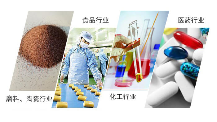 圓形旋振篩適用行業(yè)：磨料，陶瓷行業(yè)，食品行業(yè)，化工行業(yè)，醫(yī)藥行業(yè)。