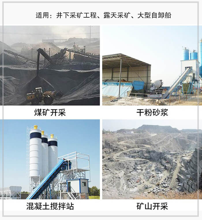 大傾角皮帶輸送機(jī)適用于煤礦開采，混凝土攪拌站，干粉砂漿，礦山開采等行業(yè)中。