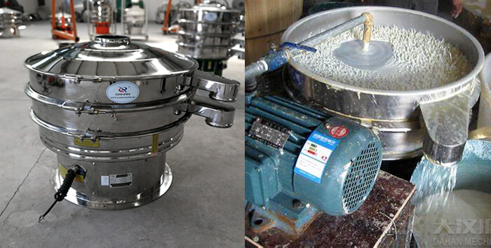 全不銹鋼豆?jié){過(guò)濾振動(dòng)篩篩分現(xiàn)場(chǎng)展示圖。